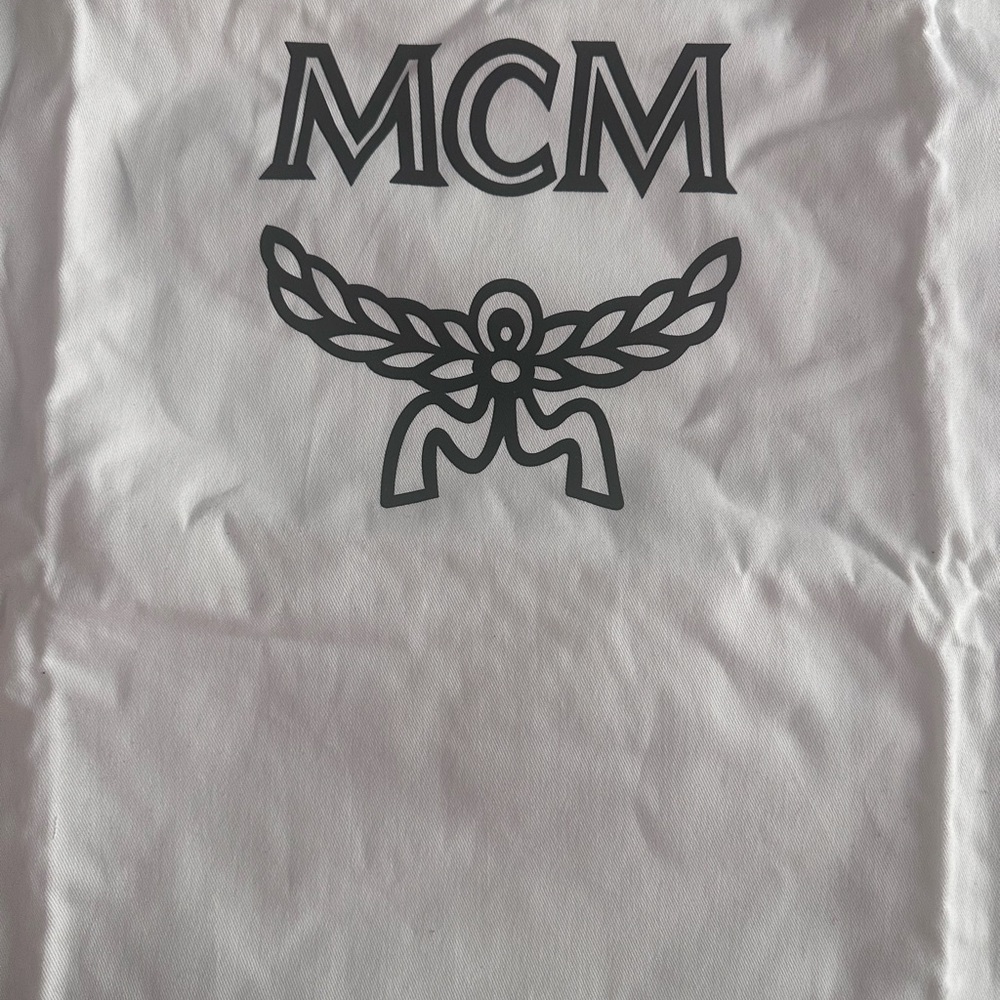 MCM White and Black Logo Bag